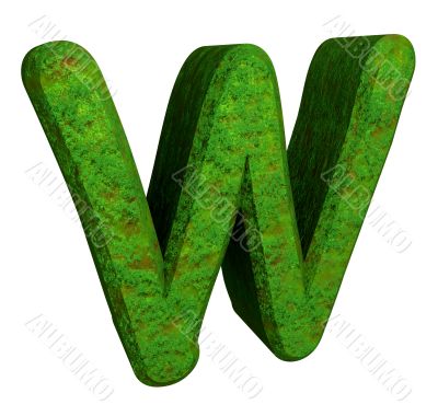 3d letter W in green grass