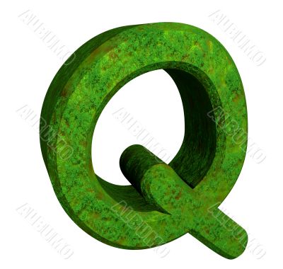 3d letter Q in green grass