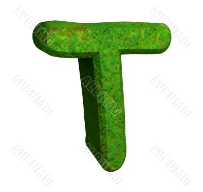 3d letter T in green grass