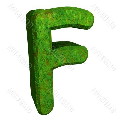 3d letter F in green grass