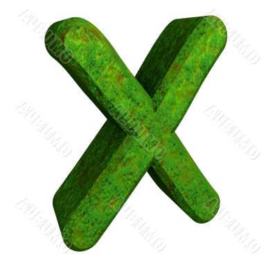 3d letter X in green grass