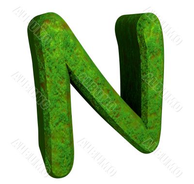 3d letter N in green grass