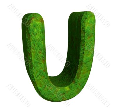 3d letter U in green grass