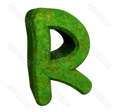 3d letter R in green grass