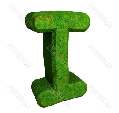 3d letter I in green grass