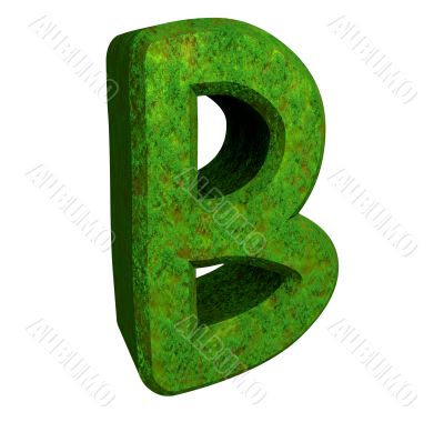 3d letter B in green grass