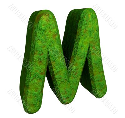 3d letter M in green grass