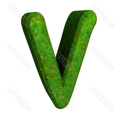 3d letter V in green grass