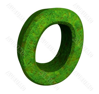 3d letter O in green grass