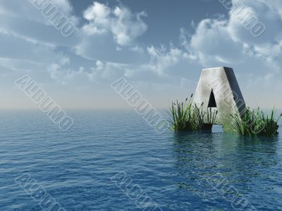 letter A at the ocean