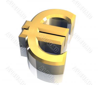 isolated euro symbol in gold - 3D made