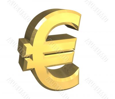 isolated euro symbol in gold - 3D made