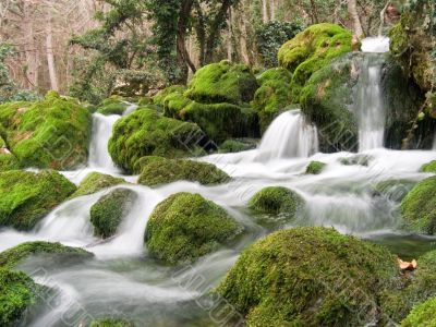 Falls on the small mountain river