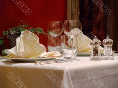 Table set in a french restaurant