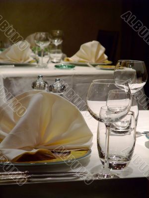 Tables waiting for customers in a french restaurant