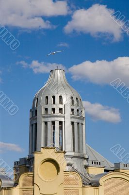 Gull over tower