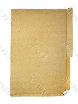 Piece of old cardboard isolated over white background