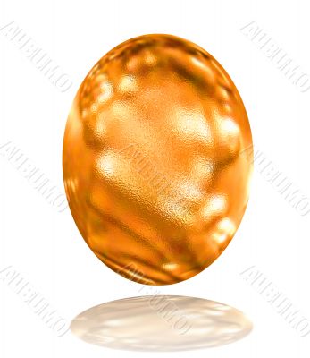 golden pattern easter egg with reflection over white background