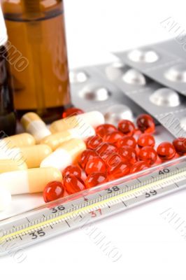 thermometer and pills