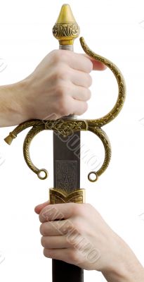 Shaft of sword on hand