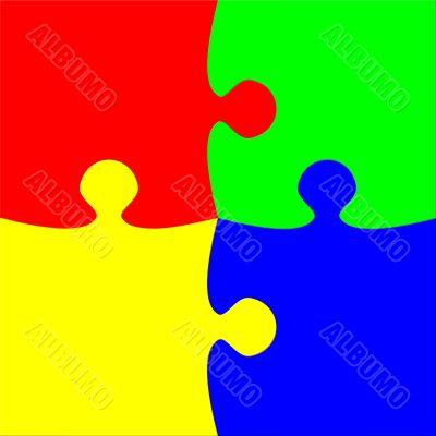 Colorful four pieces puzzle
