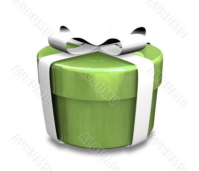 wrapped white and green gift - 3D made