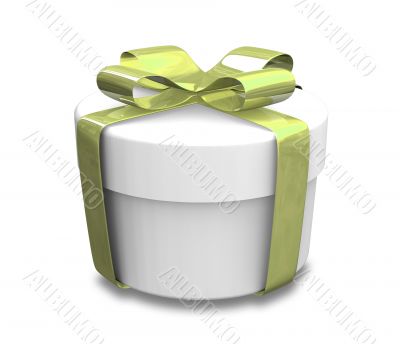 wrapped white and green gift - 3D made