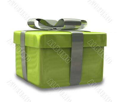wrapped white and green gift - 3D made