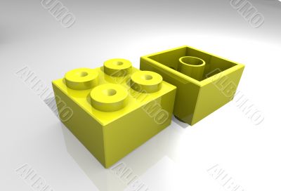 yellow blocks in plastic - 3d made