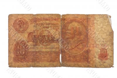 Ruble paper money closeup