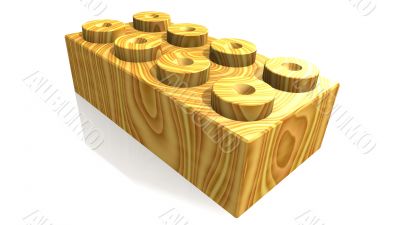 wooden oak lego block 3D