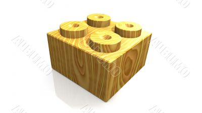 wooden oak lego block 3D