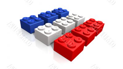French flag made with blocks - 3d made