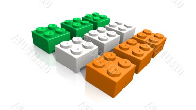 Irish flag made with blocks - 3d made