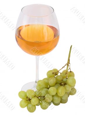 Still-life with a glass of wine and grapes