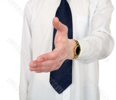 Business man with an open hand