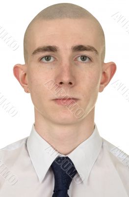 Portrait of the young man on a white background