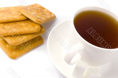 cup of tea, sugar and cookies