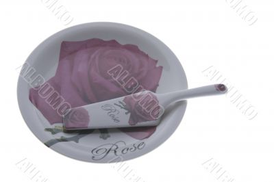 plate with shovel on white