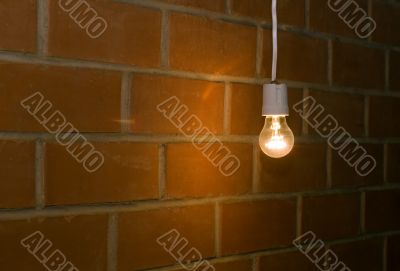 Light near brick wall