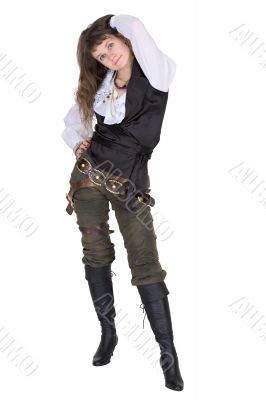 Pirate - young woman isolated on white