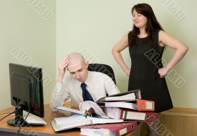 Bookkeeper and the secretary on a workplace