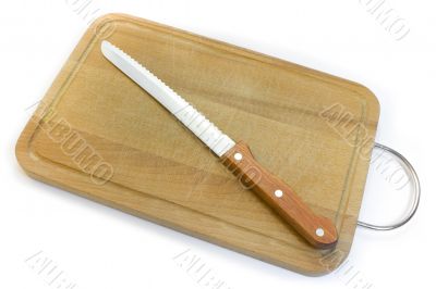 Chopping board and knife for bread