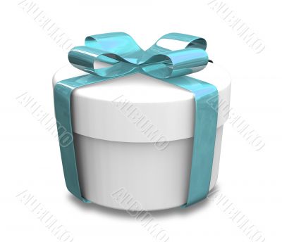 white gift with blue wrap - 3D made