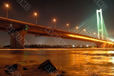 South Bridge at Night, Kiev, UA