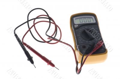 Digital multimeter on white background