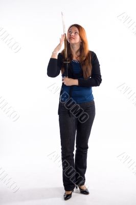 Young girl and japan sword