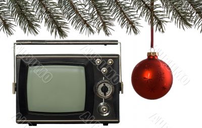 Christmas frame and old tv