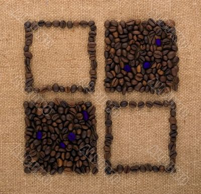 Squares of coffee beans