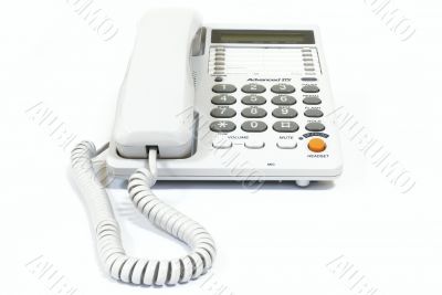White telephone on a white background.